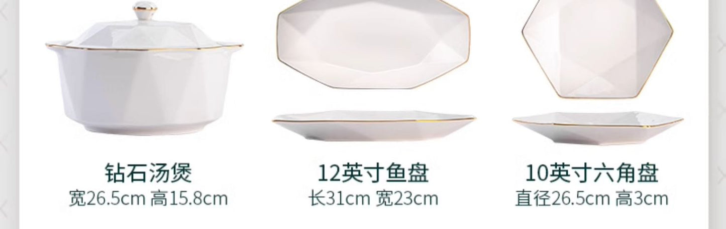 Dish set household light luxury Chinese ceramic tableware set Jingdezhen relocation bowl dish chopsticks combination