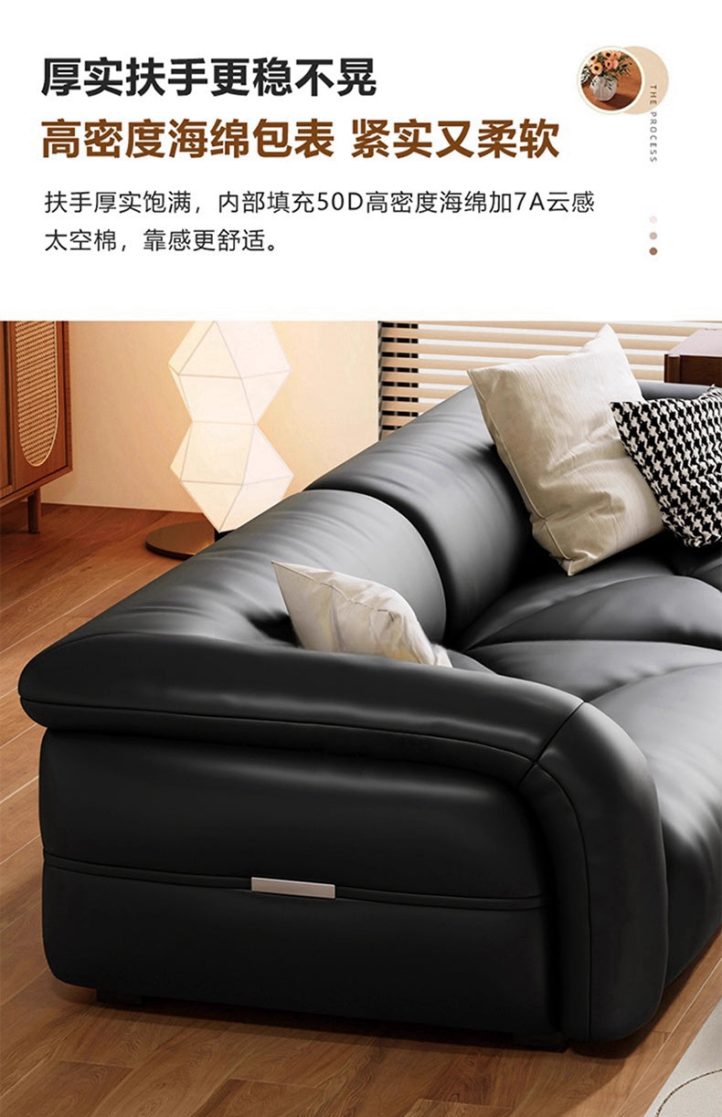 Modern simple retro style first layer cowhide sofa Italian minimalist living room size flat straight row leather sofa