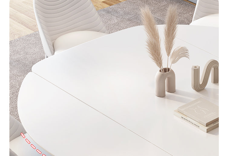 Cream wind light luxury rock table combination of modern simple retractable round folding home rectangular dining table and chair