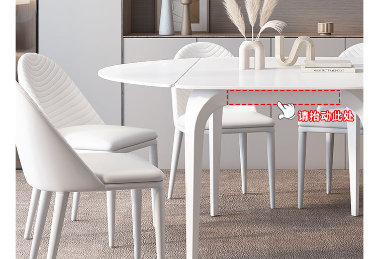 Cream wind light luxury rock table combination of modern simple retractable round folding home rectangular dining table and chair