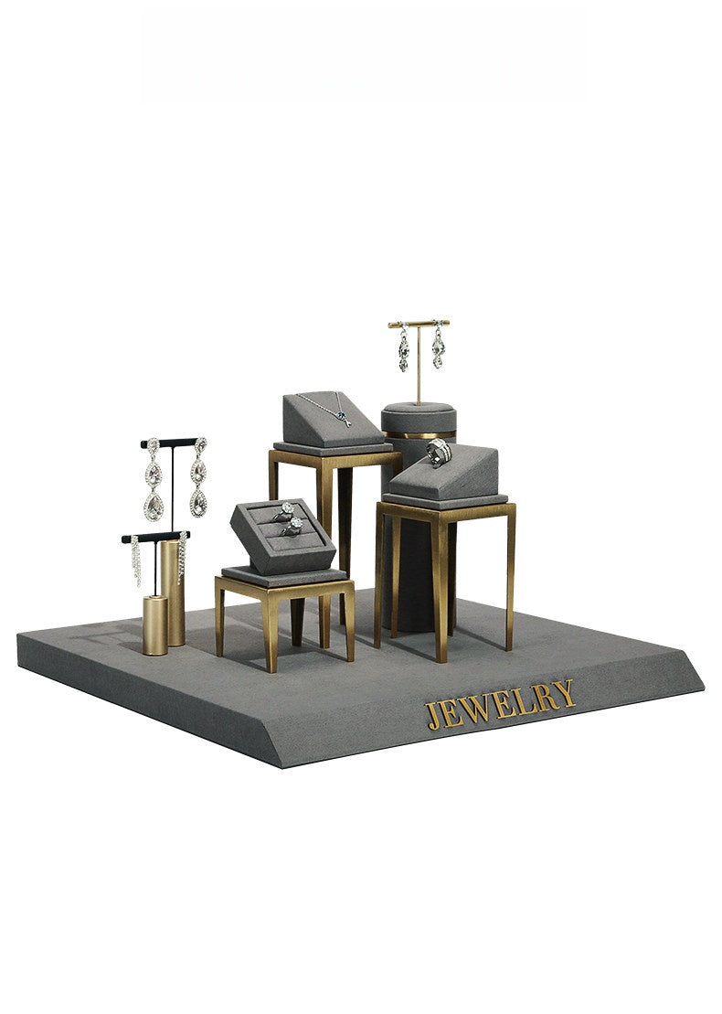 Metal Jewelry Display Stand - 2 Tier Iron Riser for Showcase