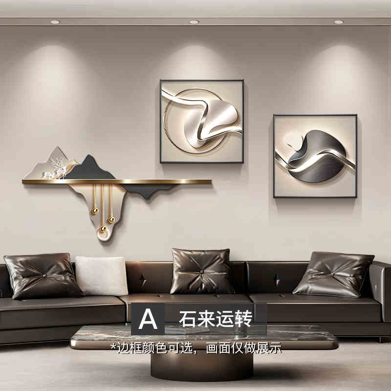 Light luxury and high sense of mountain living room decorative painting new stone to run the atmosphere sofa background wall hanging painting landscape painting