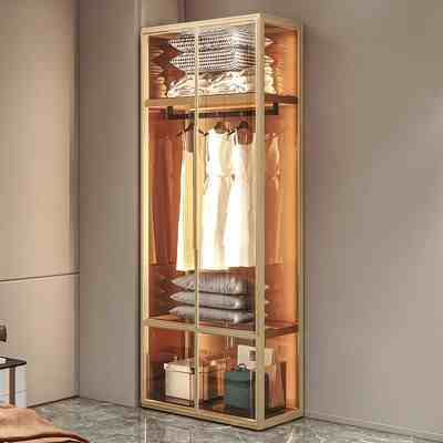 High-end custom aluminum alloy glass wardrobe modern simple cloakroom wardrobe with light luxury jewelry jewelry showcase