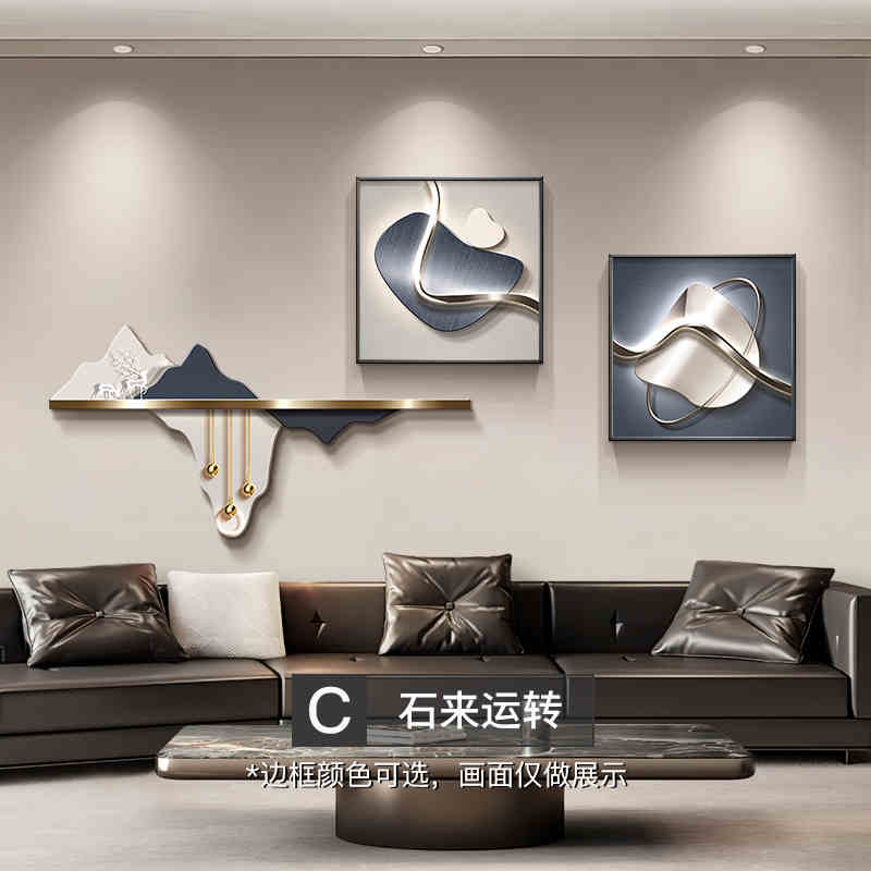 Light luxury and high sense of mountain living room decorative painting new stone to run the atmosphere sofa background wall hanging painting landscape painting