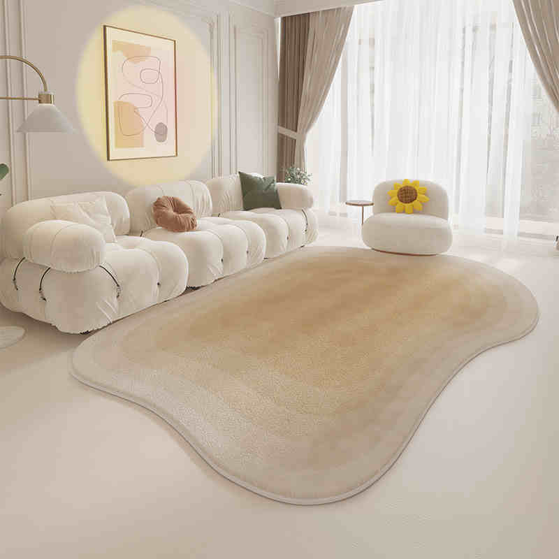 Cream wind special-shaped carpet living room light luxury luxury sofa home light green clouds irregular cushion bedroom