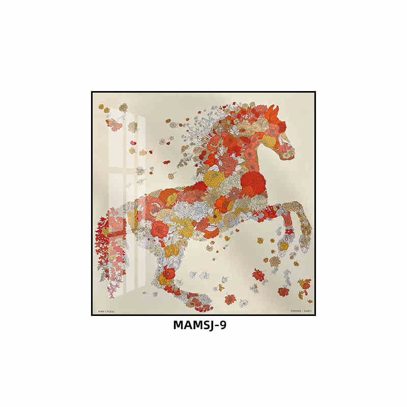 Love horse silk scarf hanging painting modern simple living room sofa background wall floor painting porch senior sense hanging painting light luxury