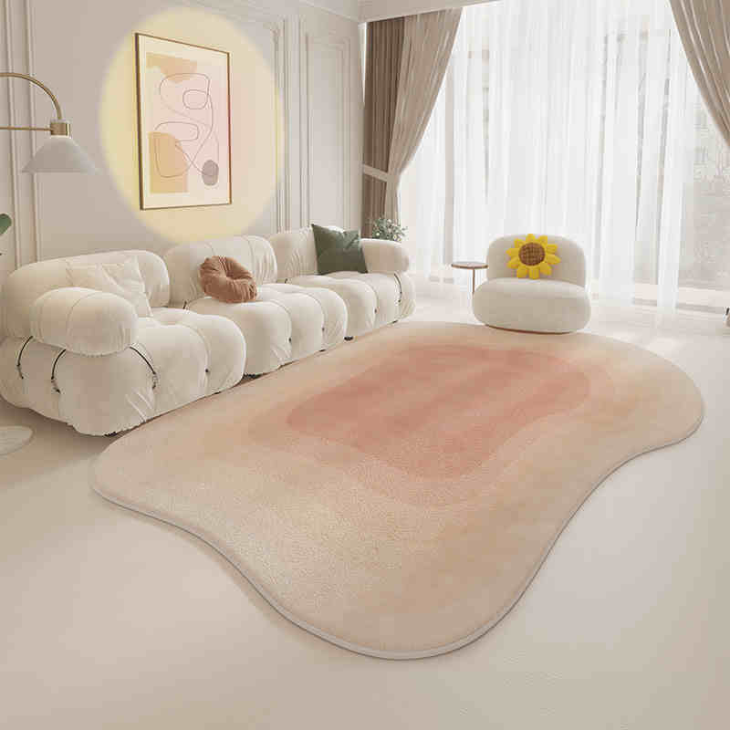 Cream wind special-shaped carpet living room light luxury luxury sofa home light green clouds irregular cushion bedroom
