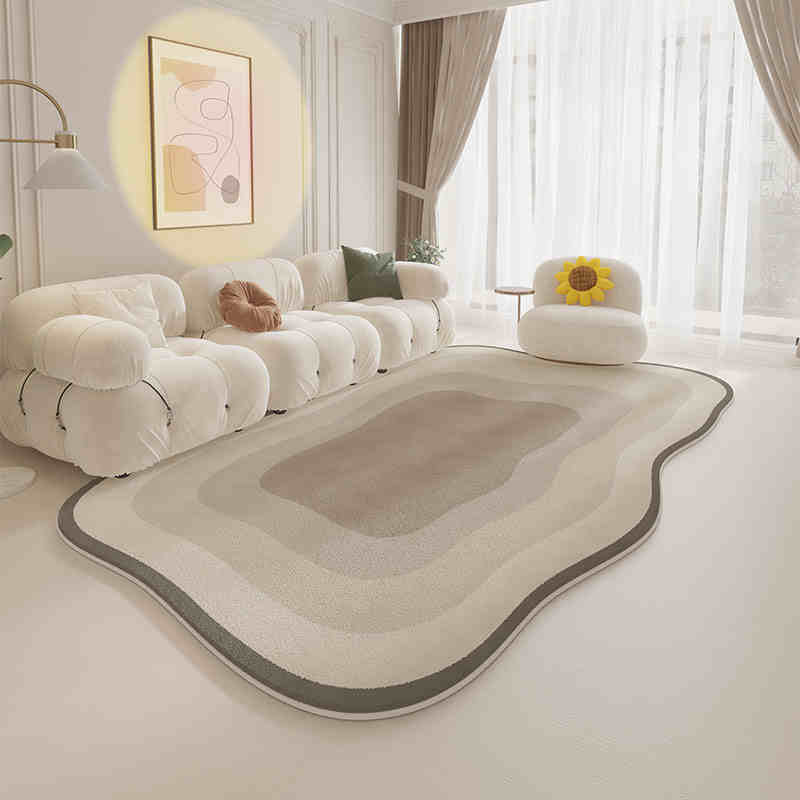 Cream wind special-shaped carpet living room light luxury luxury sofa home light green clouds irregular cushion bedroom