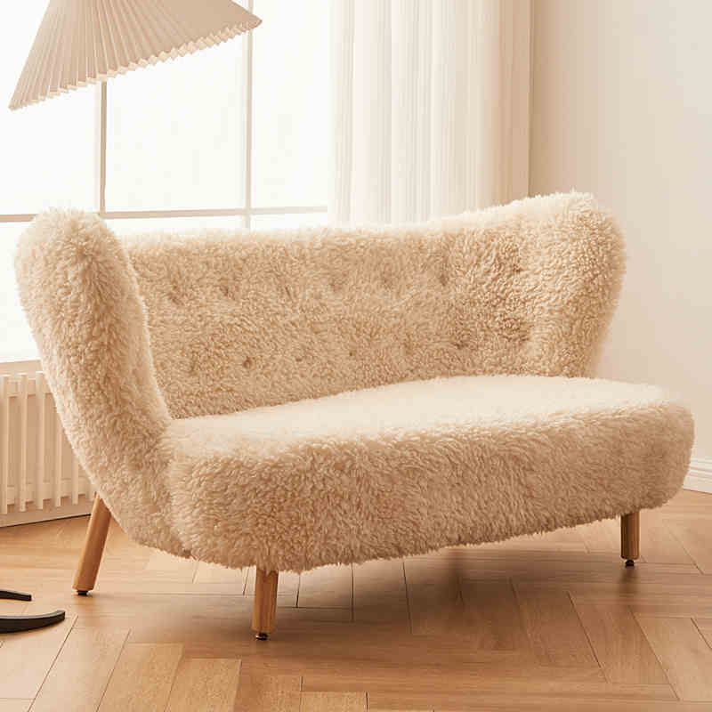 Lazy sofa chair Lamb velvet white ins wind net red balcony leisure long hair chair Nordic bedroom single chair