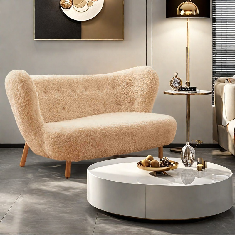 Lazy sofa chair Lamb velvet white ins wind net red balcony leisure long hair chair Nordic bedroom single chair