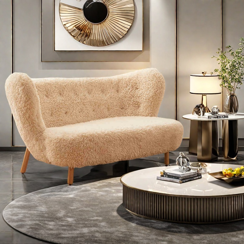 Lazy sofa chair Lamb velvet white ins wind net red balcony leisure long hair chair Nordic bedroom single chair