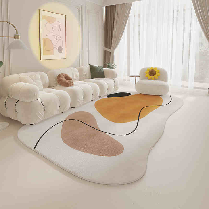 Cream wind special-shaped carpet living room light luxury luxury sofa home light green clouds irregular cushion bedroom