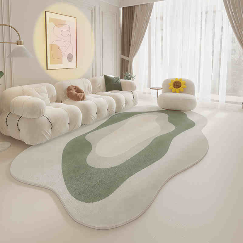 Cream wind special-shaped carpet living room light luxury luxury sofa home light green clouds irregular cushion bedroom