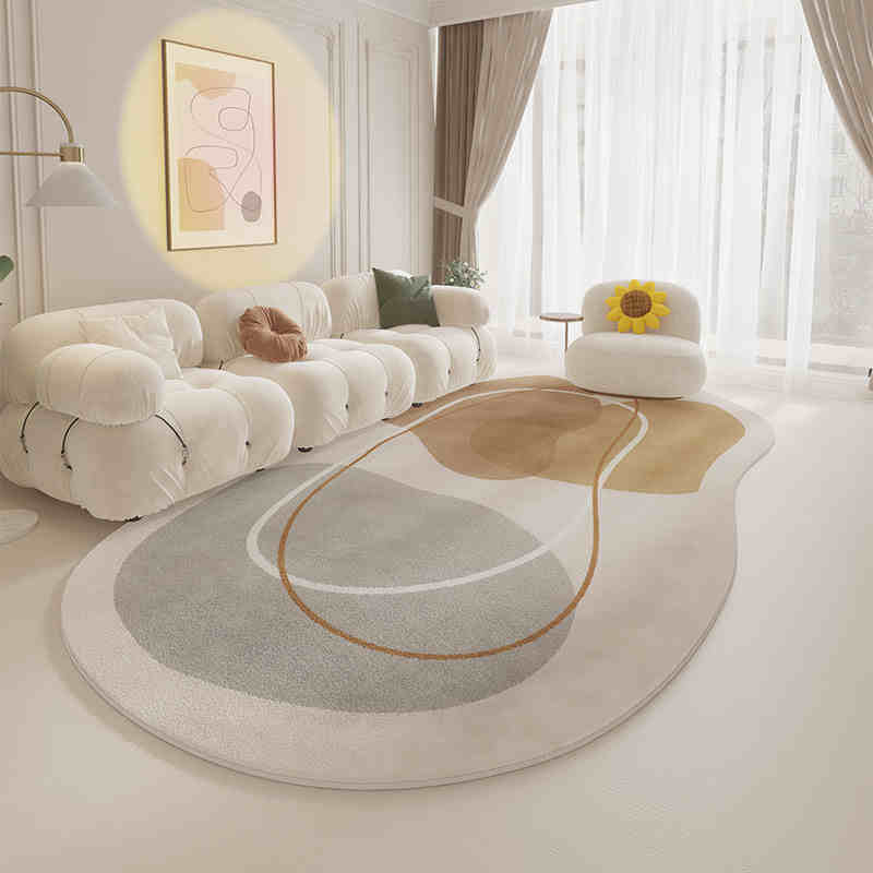 Cream wind special-shaped carpet living room light luxury luxury sofa home light green clouds irregular cushion bedroom