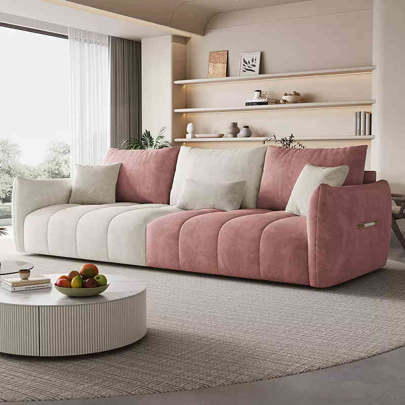 Italian light luxury waterproof cow skin baby velvet fabric art living room corner simple three or four people straight row combination sofa