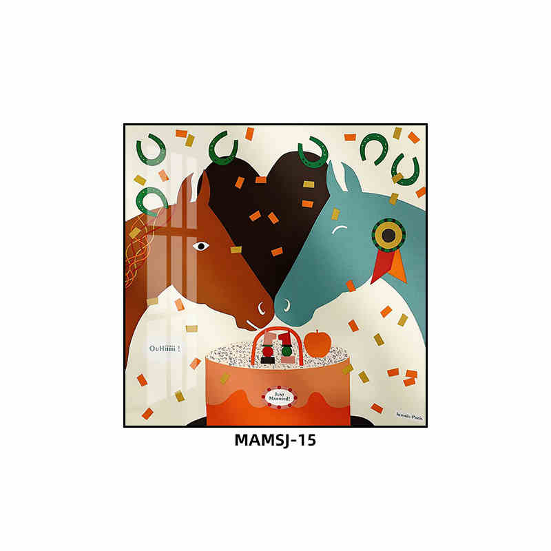 Love horse silk scarf hanging painting modern simple living room sofa background wall floor painting porch senior sense hanging painting light luxury