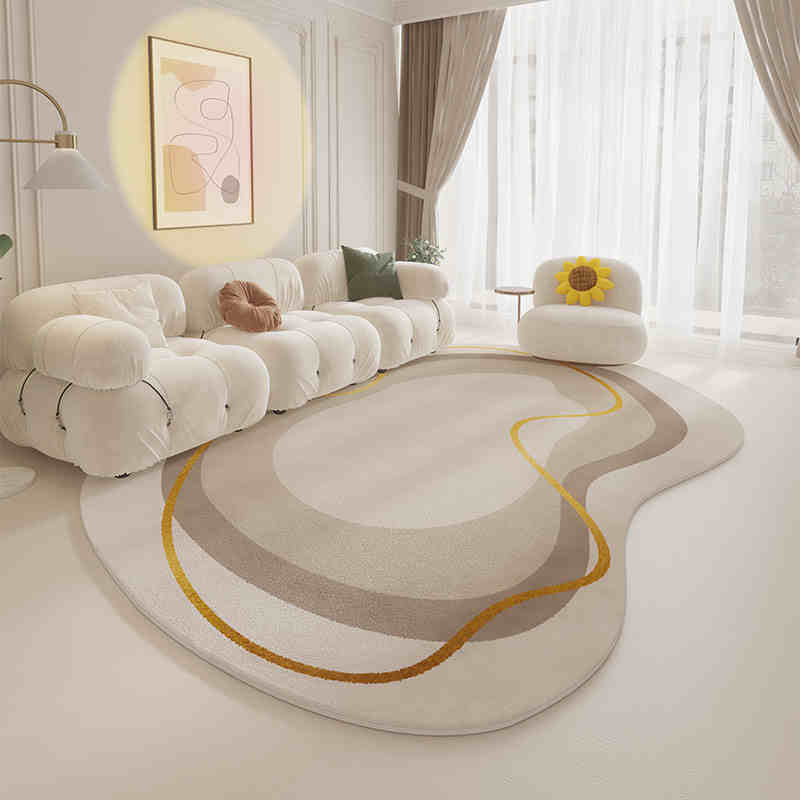 Cream wind special-shaped carpet living room light luxury luxury sofa home light green clouds irregular cushion bedroom
