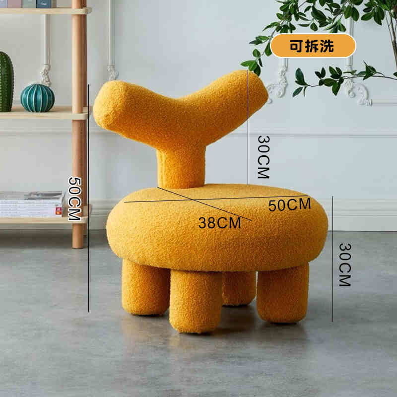 Small stool home modern simple lamb wool living room sofa children's stool light luxury round cream wind-sand hair stool