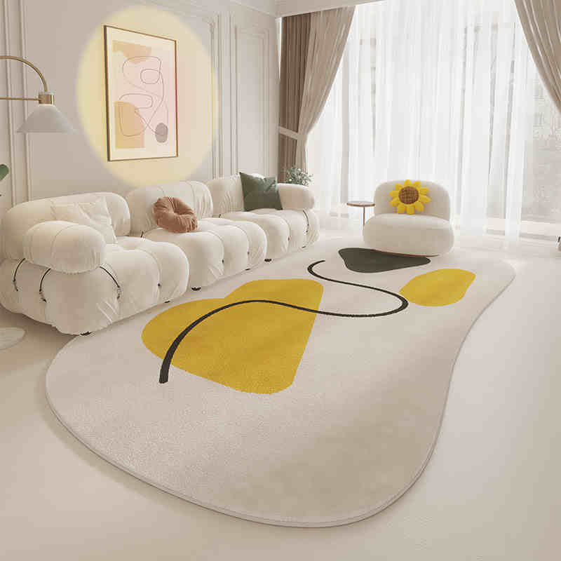 Cream wind special-shaped carpet living room light luxury luxury sofa home light green clouds irregular cushion bedroom
