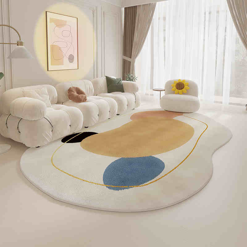 Cream wind special-shaped carpet living room light luxury luxury sofa home light green clouds irregular cushion bedroom
