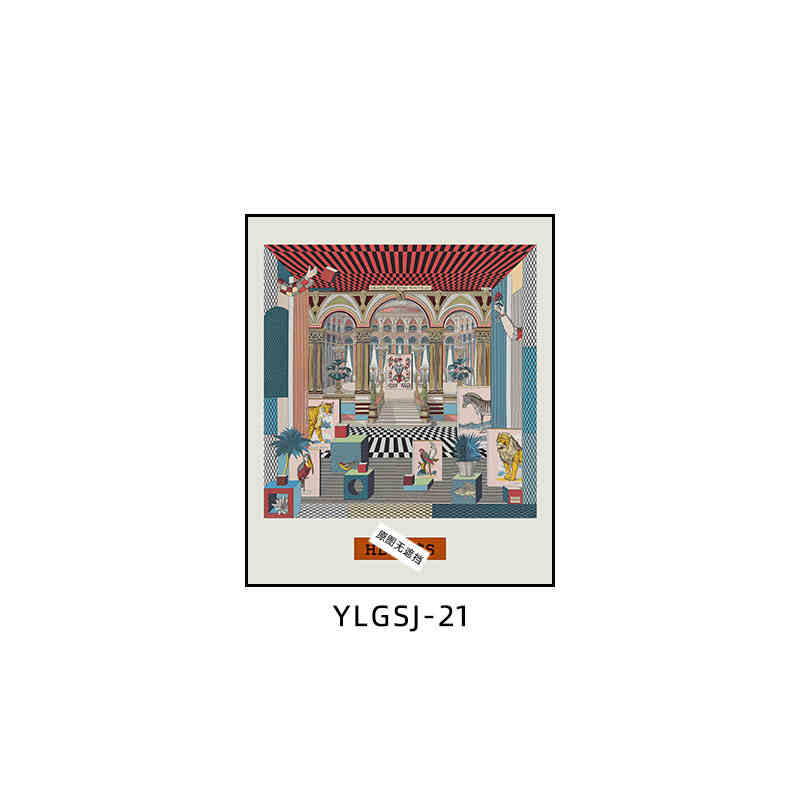 Love code silk scarf hanging painting light luxury high-end living room porch decorative painting European restaurant sofa background wall floor painting