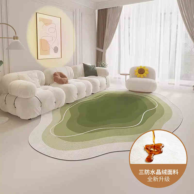Cream wind special-shaped carpet living room light luxury luxury sofa home light green clouds irregular cushion bedroom