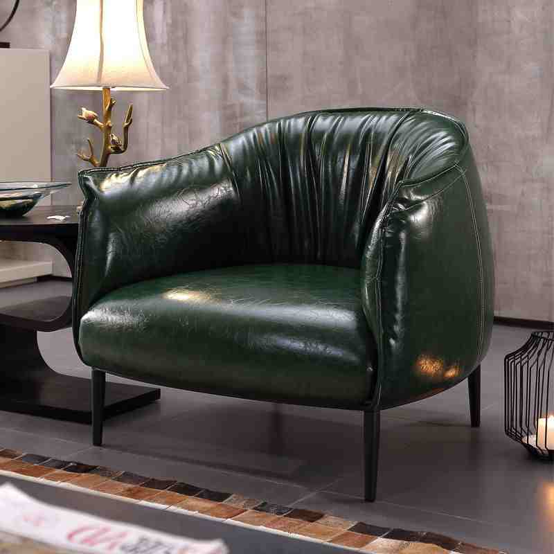 Nordic single sofa Light luxury hotel bedroom small apartment living room balcony leisure negotiation lazy leather sofa chair