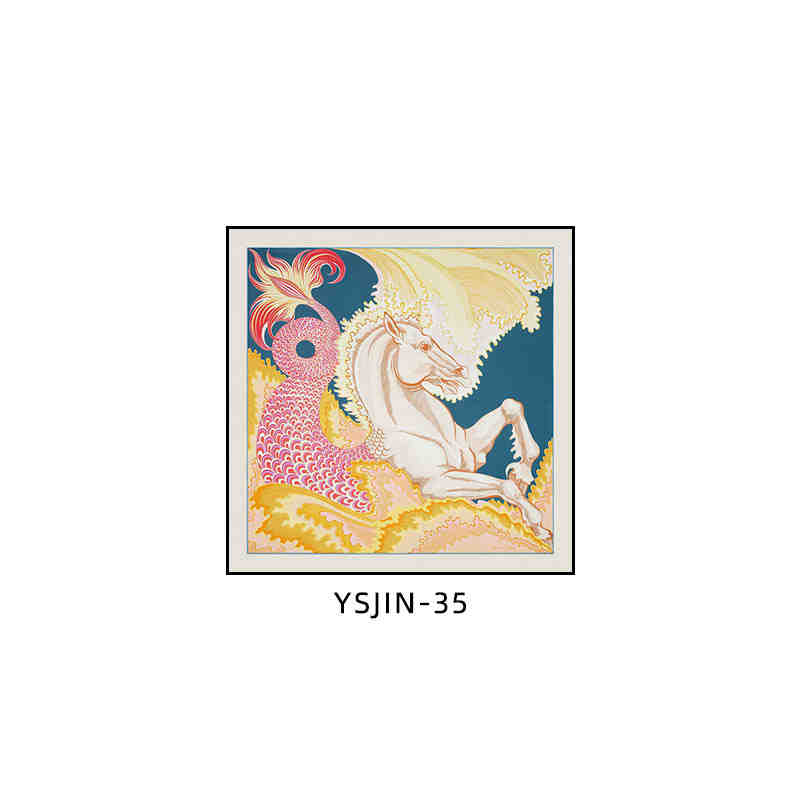 Love horse silk scarf decoration painting Shi high-end light luxury porch square horse hanging painting restaurant living room bedroom room landing