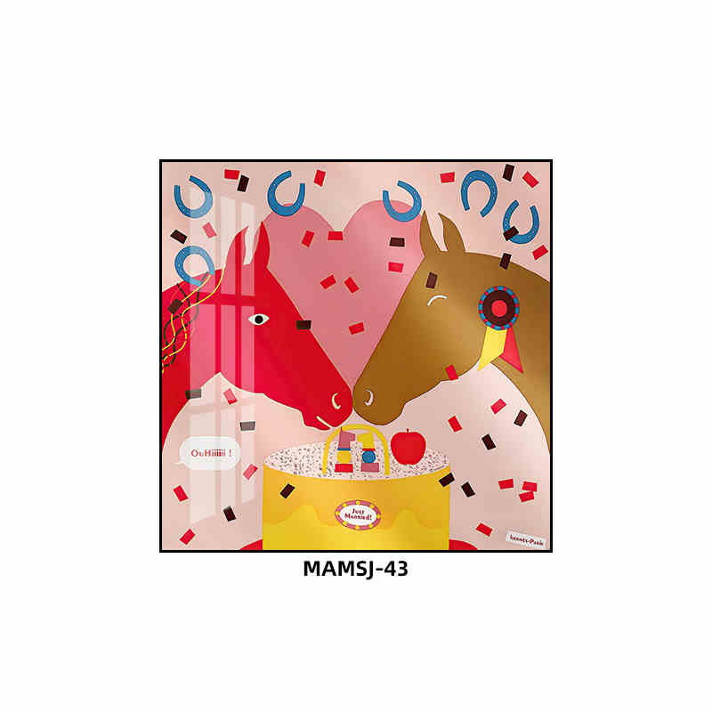 Love horse silk scarf hanging painting modern simple living room sofa background wall floor painting porch senior sense hanging painting light luxury