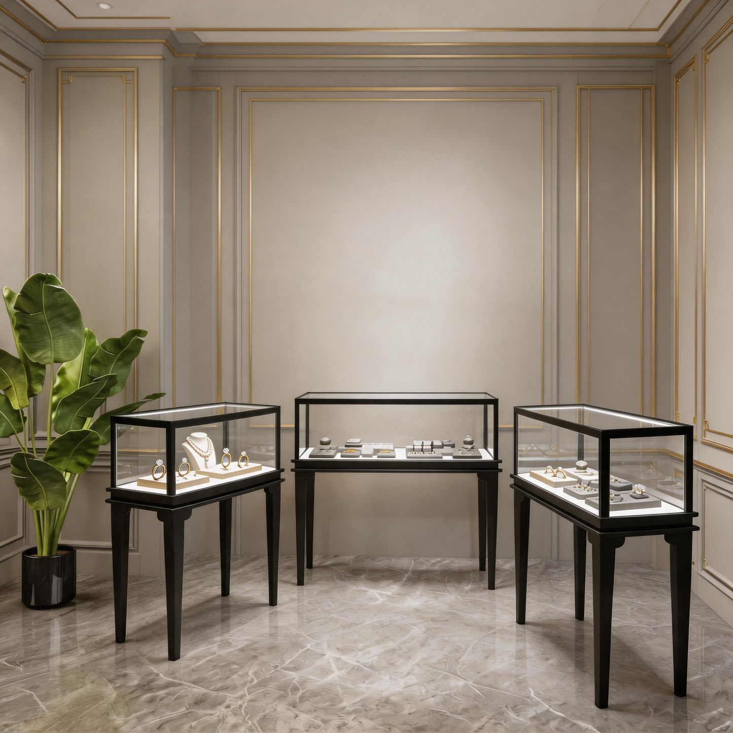 Glass Countertop Display Case for Jewelry Store Wooden Showcase