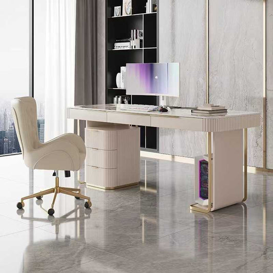 Italian desk Light luxury modern designer home rock board desk High-end study desktop computer desk study desk