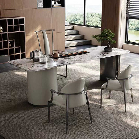 Light luxury modern rock plate tea table and chair high-end home kettle embedded tea table living room office tea table