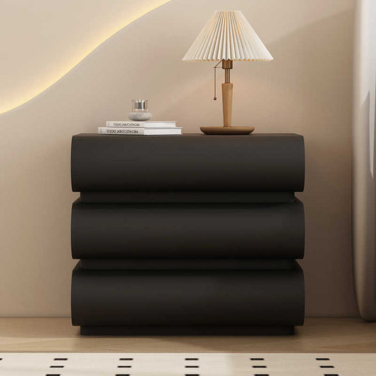 Creative solid wood bedside table in the ancient style of the moon half simple modern black 2025 new home bedroom minimalist bedside