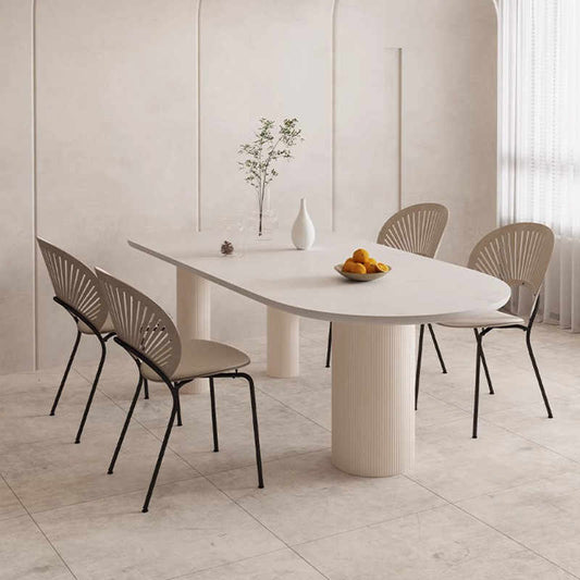 Small half round wall French Roman column cream style modern pure white dining table