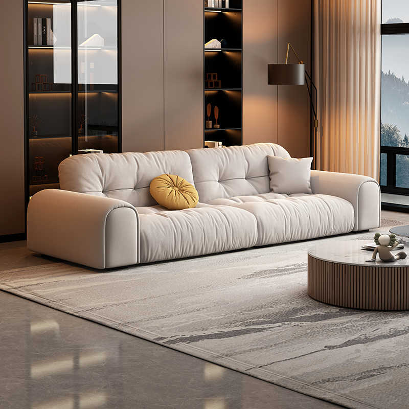 Cream sand hair small apartment modern simple light luxury French straight row three anti-cat scratch fabric sofa combination
