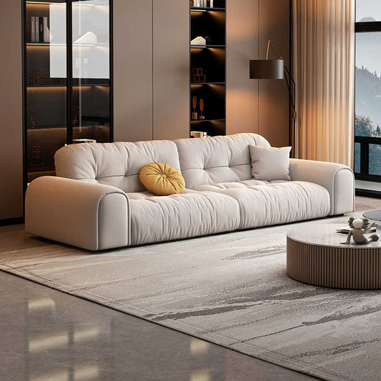 Cream sand hair small apartment modern simple light luxury French straight row three anti-cat scratch fabric sofa combination