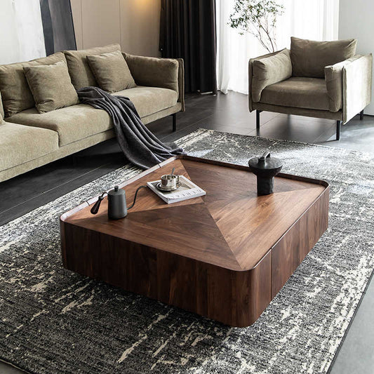 Italian minimalist North American black walnut solid wood tea table square collection of Northern European furniture modern simple designer square