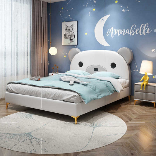 Light luxury creative Panda leather bed Children's bed Boy teenage bedroom Nordic girl Princess bed furniture set