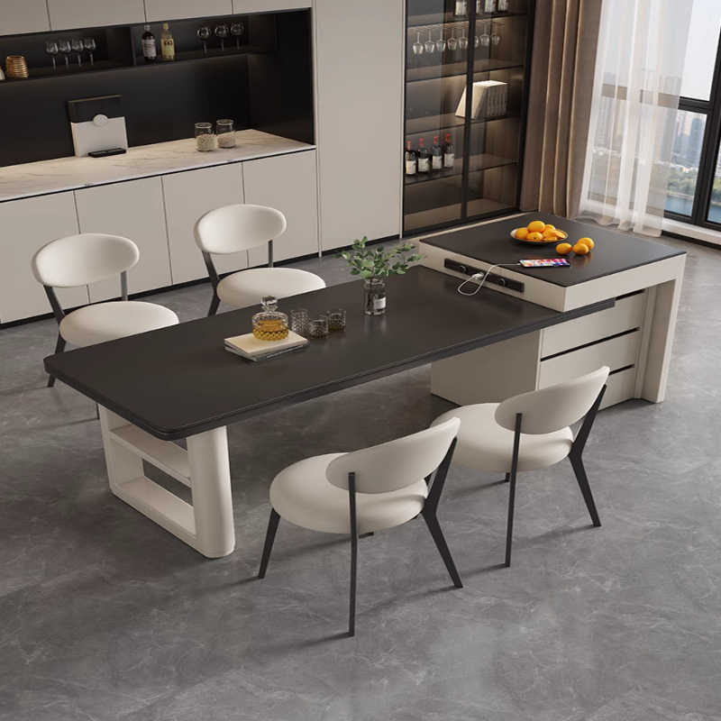 Cream wind island table integrated retractable light luxury family small apartment advanced island table integrated multi-function