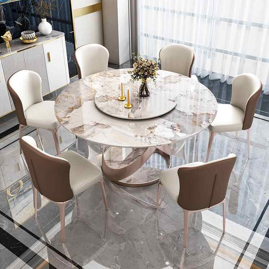 Home 10 people with turntable table modern light luxury high-end villa electric large round 1.8m table