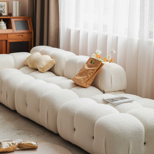 Cream wind lamb velvet French ins middle bean curd block block module movable splicing lazy fabric sofa