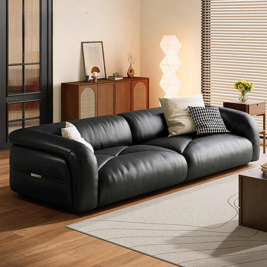Modern simple retro style first layer cowhide sofa Italian minimalist living room size flat straight row leather sofa