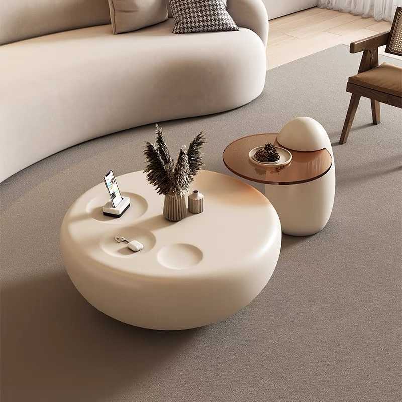 Simple modern coffee table net red living room cream coffee table cat claw small apartment light luxury style combination of new round