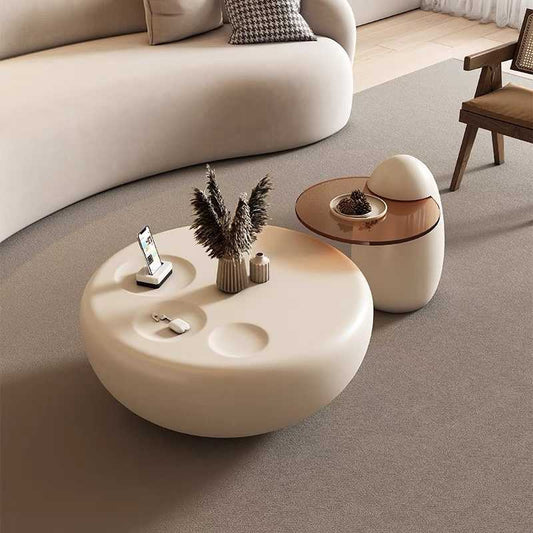 Simple modern coffee table net red living room cream coffee table cat claw small apartment light luxury style combination of new round