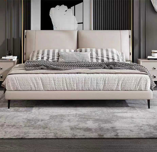 Italian Nordic leather bed Double bed Modern simple style master bedroom small flat soft bed