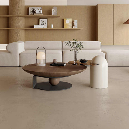 Italian minimalist round coffee table combination living room home high-end light luxury modern wabi-Sabi wind designer creative coffee table
