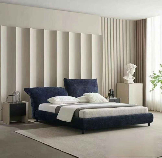 Italian minimalist high-end light luxury bedroom furniture modern simple style designer original petal fabric double bed