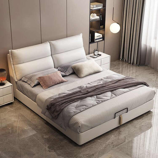 Nordic technology cloth bed modern simple 1.8m ins bed beige white cream soft bag storage bed small wedding bed