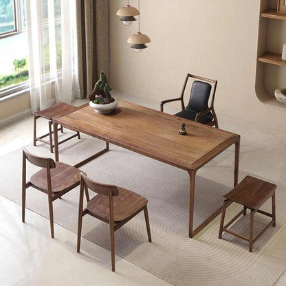 New Chinese solid wood tea table and chair combination modern simple walnut color tea table Zen kung fu tea room tea house tea table
