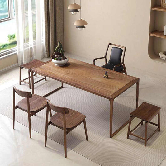 New Chinese solid wood tea table and chair combination modern simple walnut color tea table Zen kung fu tea room tea house tea table